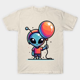 Alien Hold a Red Balloon T-Shirt